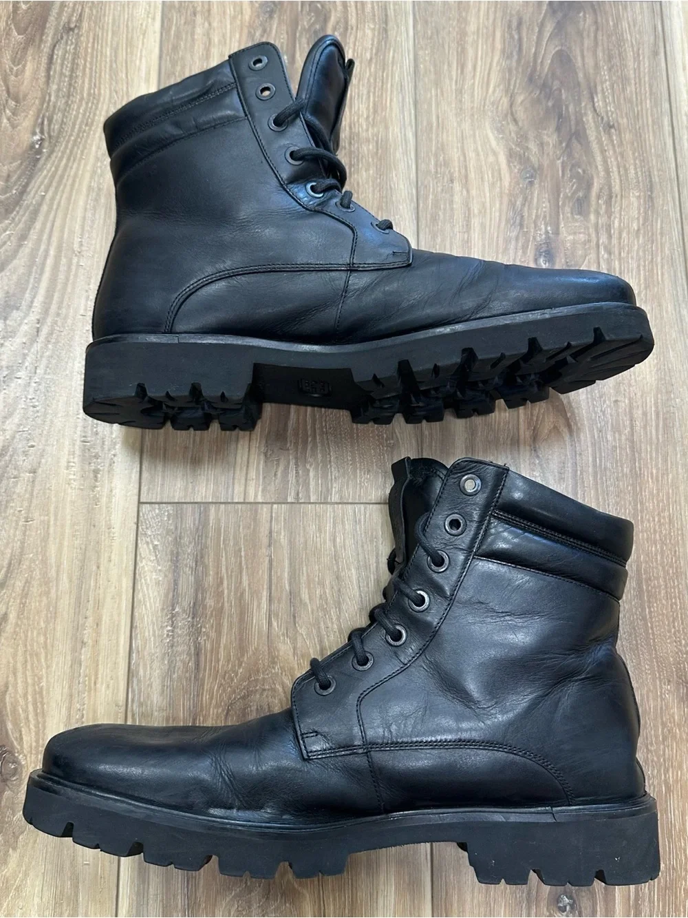 Kenneth Cole Rhode Lug Sole Leather Boots Black, Size 12